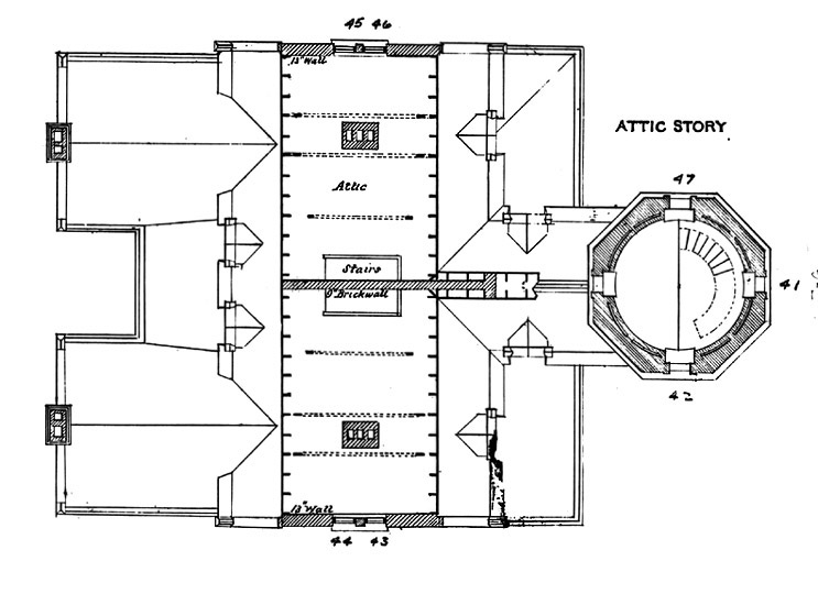 Plan for Attic Floor of Block Island Southeast Lighthouse