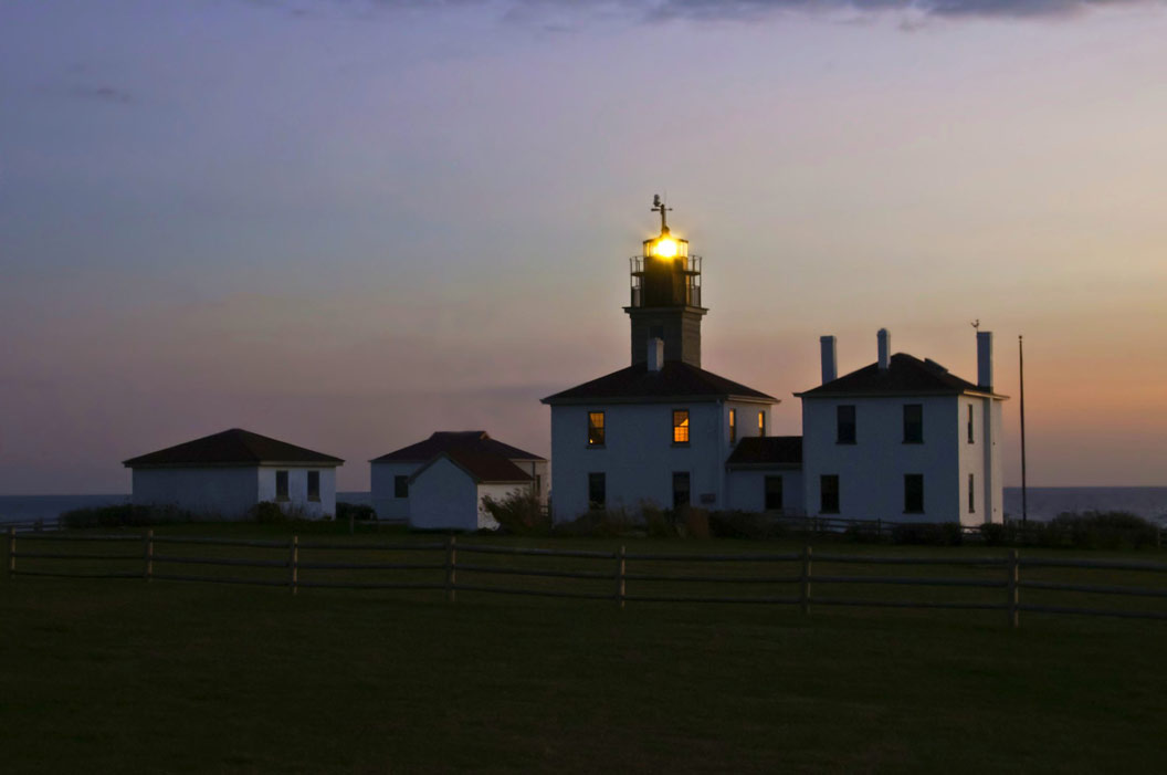 Aerial view of the tip of Conanicut Island and Beavertail Lighthouse 2018