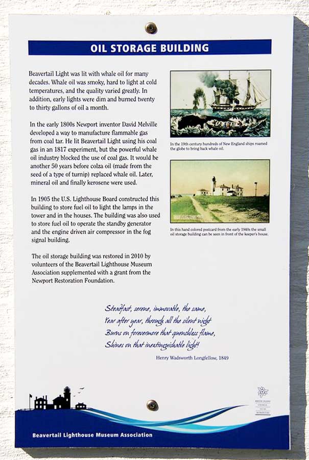  Beavertail Lighthouse Oil Storage Building Information Panel