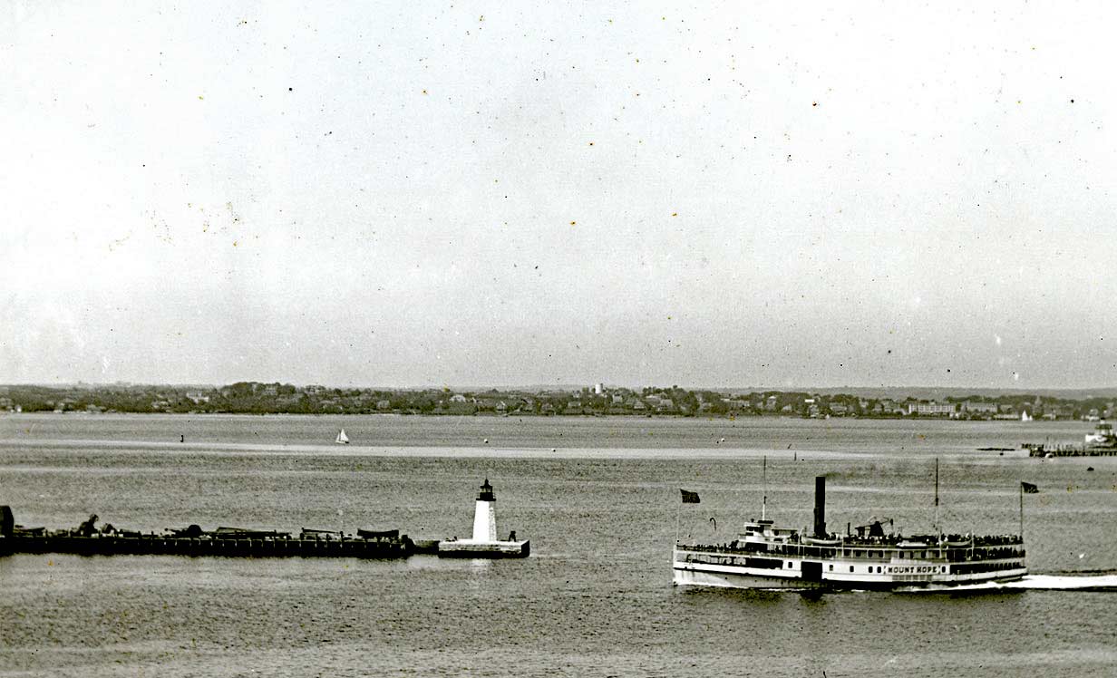 SS Mount Hope passing the Newport Harbor Light