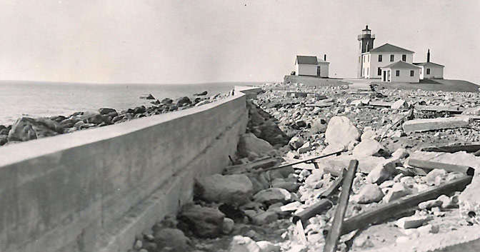  Sea Wall at Watch Hill Lighthouse After Hurricane Carol