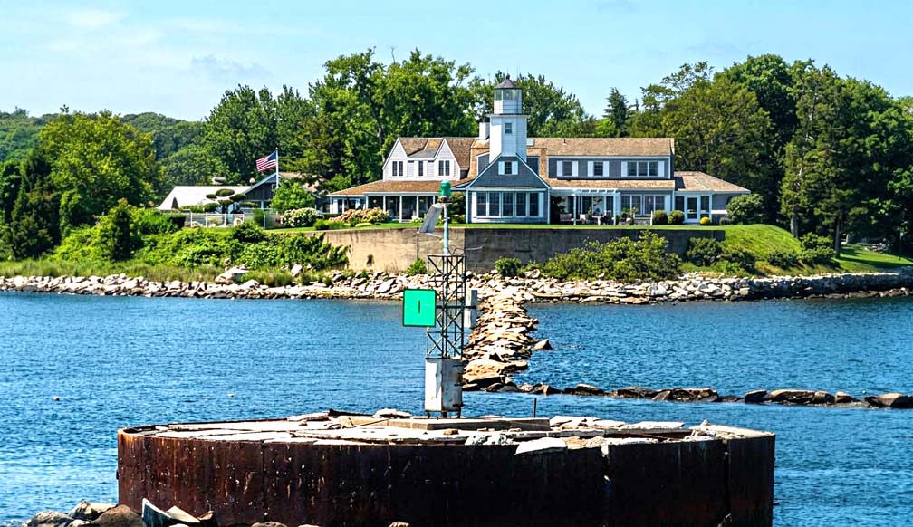 Wickford Harbor Lighthouse's Base and Poplar Point Lighthouse