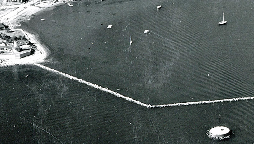 Aerial View Wickford Harbor Lighthouse's Base - 1962