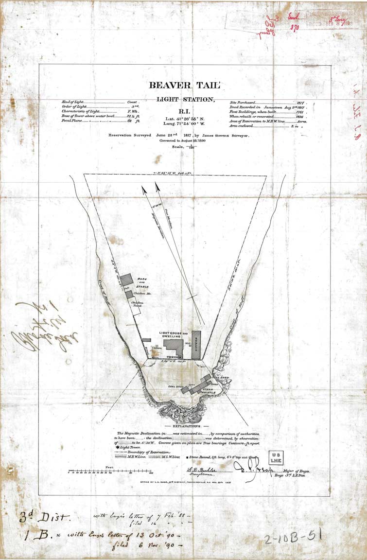 Map of Beavertail Light Station - 1890