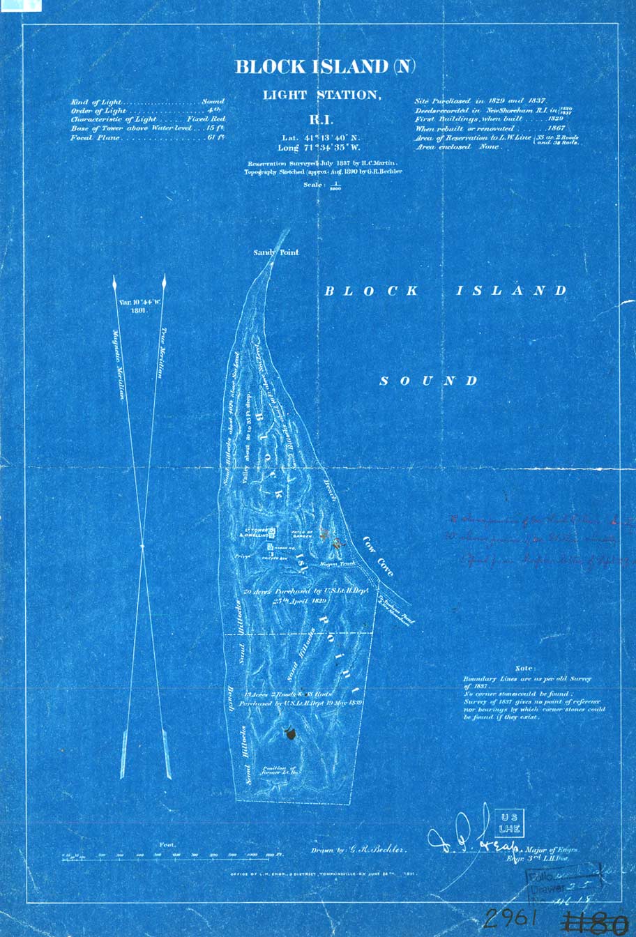 Color Map of Block Island [N] Light Station 1891