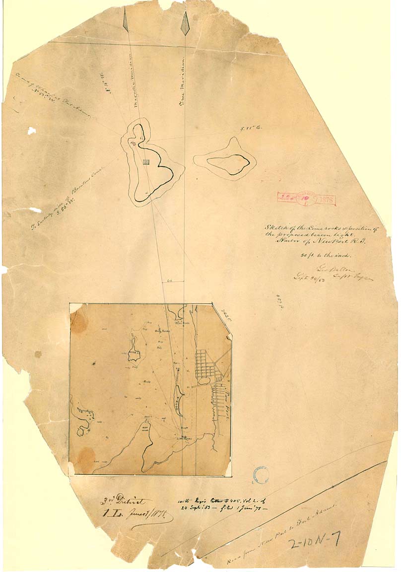 1853 Sketch of the Lime Rocks and Position of Proposed Beacon Light 
