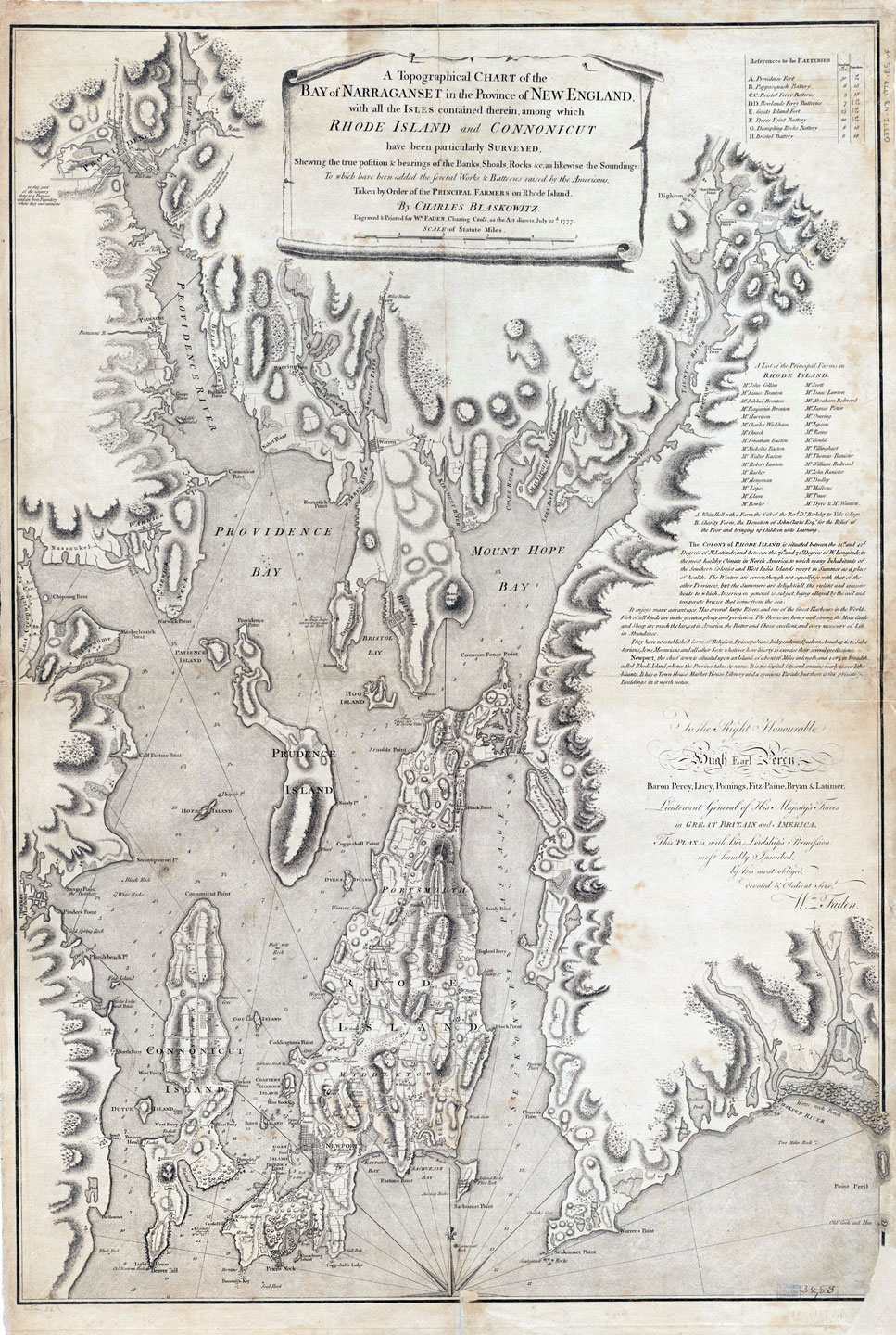  A topographical chart of the bay of Narragansett - 1777