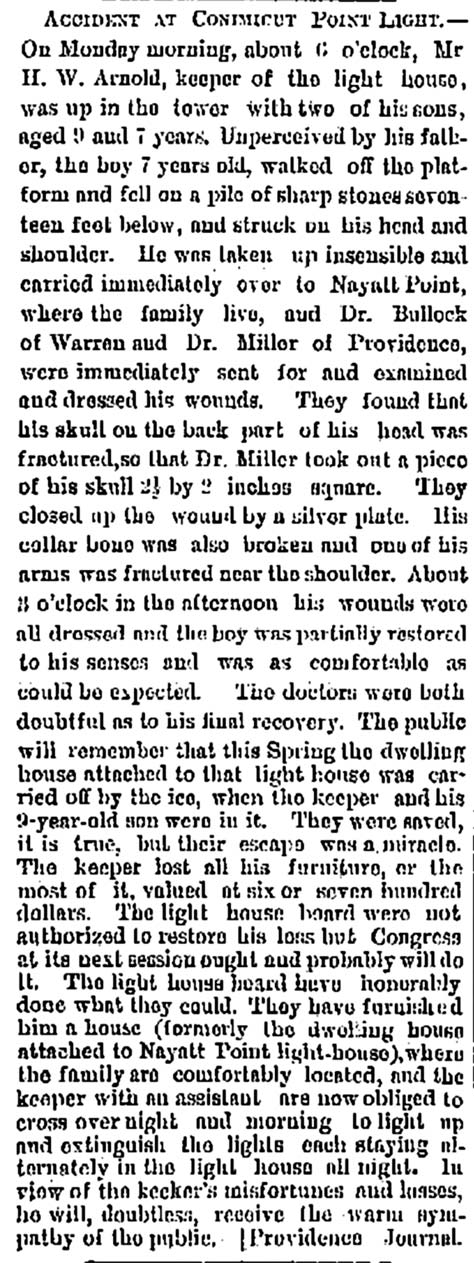 ACCIDENT AT CONIMICUT POINT LIGHT.