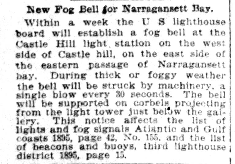 New Fog Bell for Narragansett Bay.
