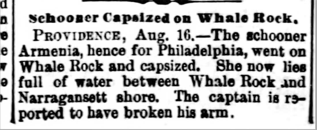 Schooner Capsized on Whale Rock.