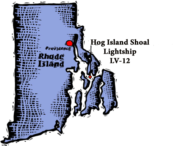 Location of Hog Island Shoal Lightship LV-12